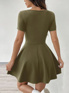 Dames casual korte skaterjurk - zachte stretchstof voor een chique dagelijks uiterlijk