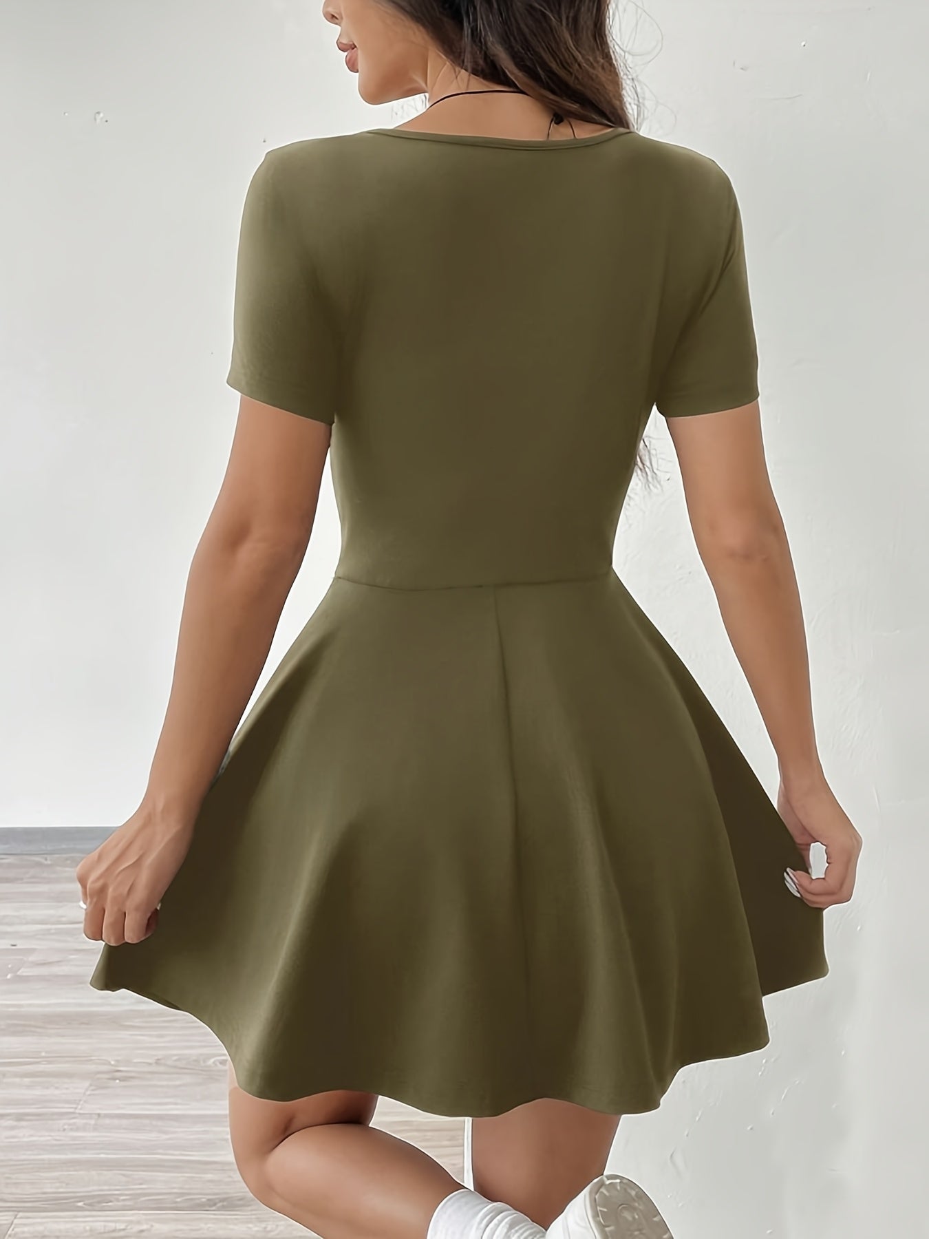 Dames casual korte skaterjurk - zachte stretchstof voor een chique dagelijks uiterlijk