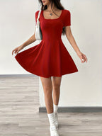 Dames casual korte skaterjurk - zachte stretchstof voor een chique dagelijks uiterlijk