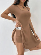 Dames casual korte skaterjurk - zachte stretchstof voor een chique dagelijks uiterlijk