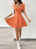 Dames casual korte skaterjurk - zachte stretchstof voor een chique dagelijks uiterlijk