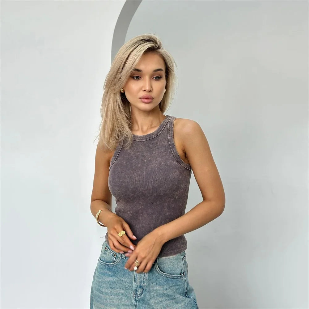 Casual dames tanktop met ribbelontwerp - trendy mouwloze top voor iedere dag