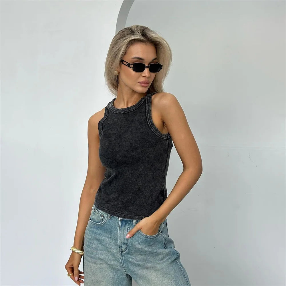 Casual dames tanktop met ribbelontwerp - trendy mouwloze top voor iedere dag