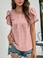 Dames casual top met textuur in zwitserse stippen - lichtgewicht blouse voor elke gelegenheid