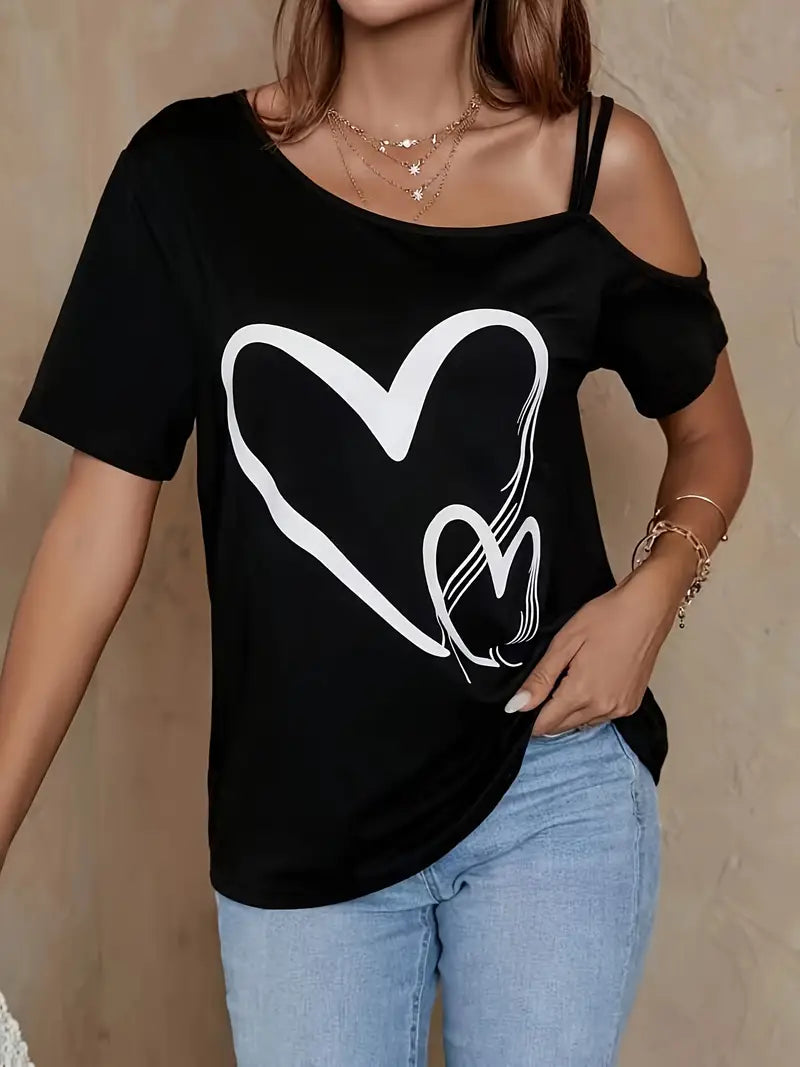 Dames cold shoulder t-shirt - relaxte fit voor casual momenten