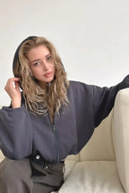 Dames cropped hoodie trendy met rits - casual dagelijkse kleding, zachte stof