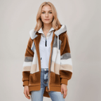 Dames fleece hoodie - zachte casual jas met rits voor dagelijks gebruik