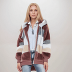 Dames fleece hoodie - zachte casual jas met rits voor dagelijks gebruik