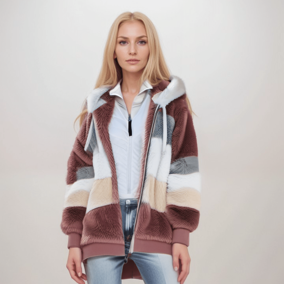 Dames fleece hoodie - zachte casual jas met rits voor dagelijks gebruik