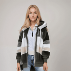 Dames fleece hoodie - zachte casual jas met rits voor dagelijks gebruik