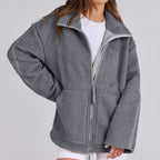 Dames fleece zipjack met ontspannen pasvorm en zakken - casual buitenjas voor actieve dagen
