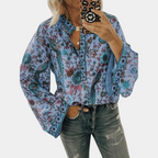 Dames bloemen blouse met elegante bell mouwen - luchtig casual zomer top