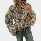 Dames bloemen blouse met elegante bell mouwen - luchtig casual zomer top