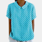 Dames bloes met bloemenprint - ontspannen blouse met korte mouwen voor casual uitjes, zachte en lichtgewicht stof