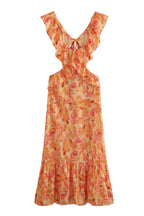 Dames maxi-jurk met bloemenprint - ruffled design met uitsnijdingen voor zomergelegenheden