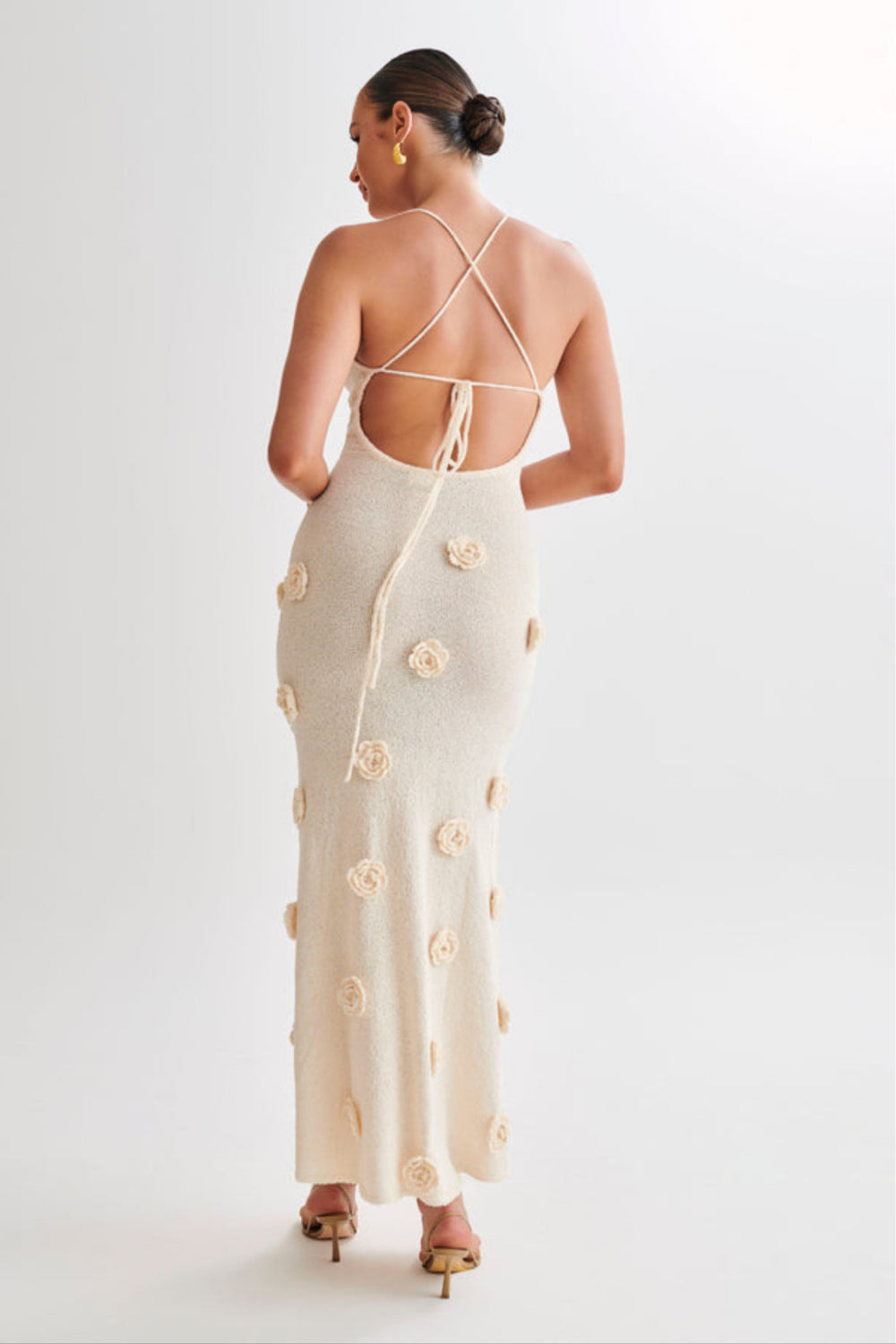 Dames maxi jurk met bloemenprint en versieringen voor speciale gelegenheden - elegante slip dress in bloemdessin