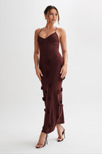 Dames maxi jurk met bloemenprint en versieringen voor speciale gelegenheden - elegante slip dress in bloemdessin