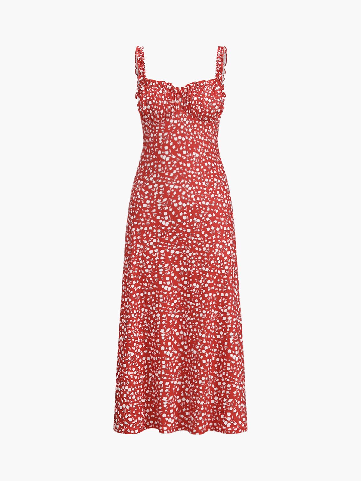 Dames midi-jurk met bloemenprint - luchtige cami strap jurk voor zomerse uitjes en tuinfeesten