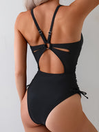 Dames hoge taille éénstuk badpak - stijlvolle elegante zwemkleding voor strand en zwembad