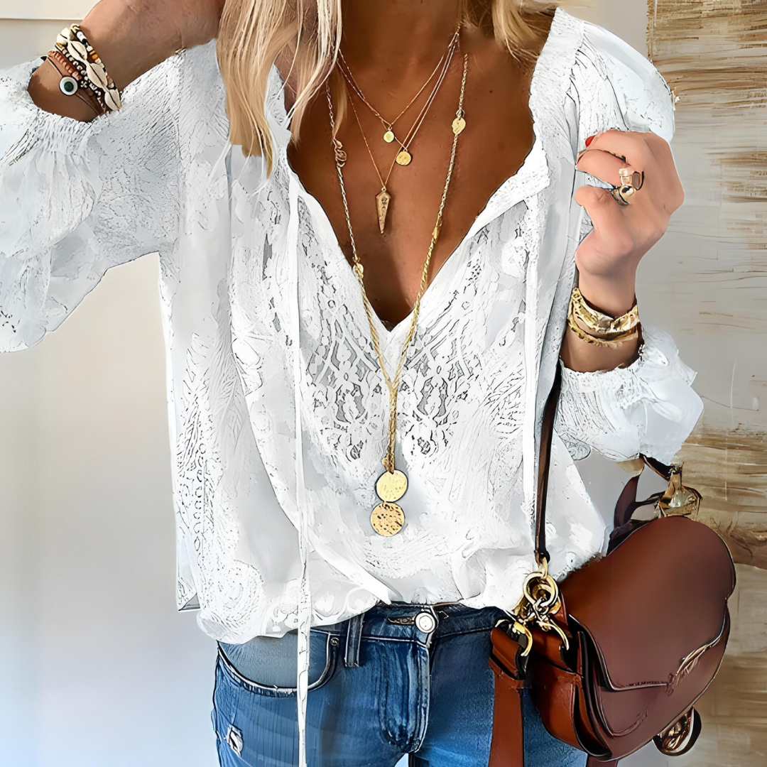 Dames kant blouse - elegante en lichte top met verfijnde details voor casual of avondkleding