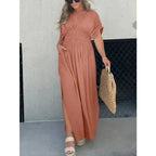 Vrouwen maxi jurk met elegante v-hals – lange jurk voor casual gelegenheden