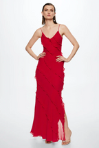 Dames maxi jurk lichte ruffles strandmode - elegante zomeruitjes, ademend materiaal, flatterend ontwerp