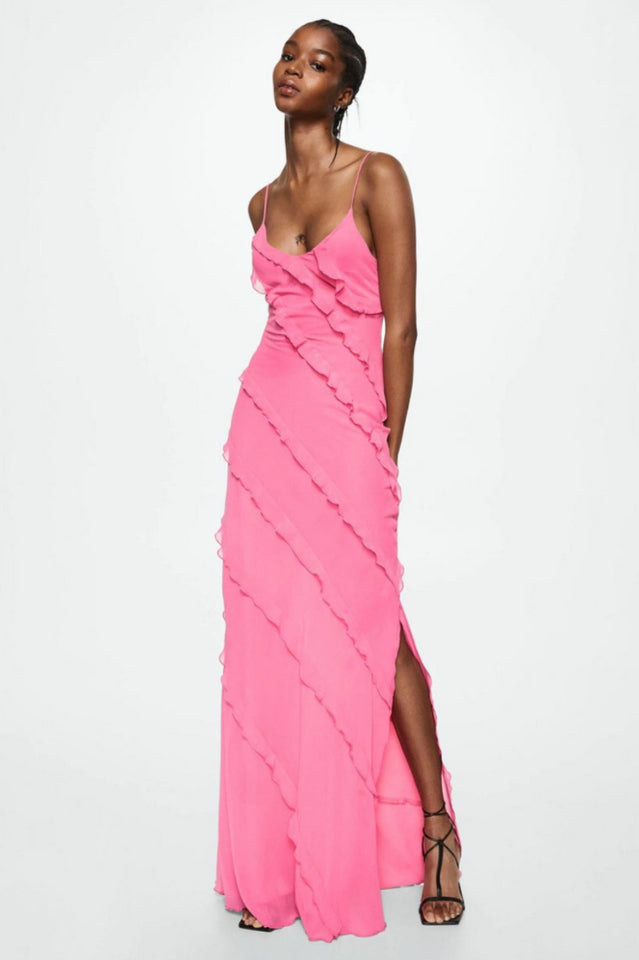 Dames maxi jurk lichte ruffles strandmode - elegante zomeruitjes, ademend materiaal, flatterend ontwerp