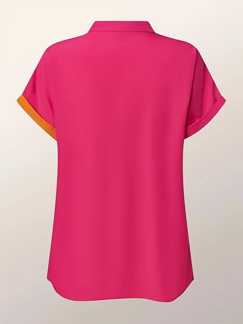 Dames oranje poloshirt - elegante casual top voor dagelijks gebruik - zachte korte mouwen blouse