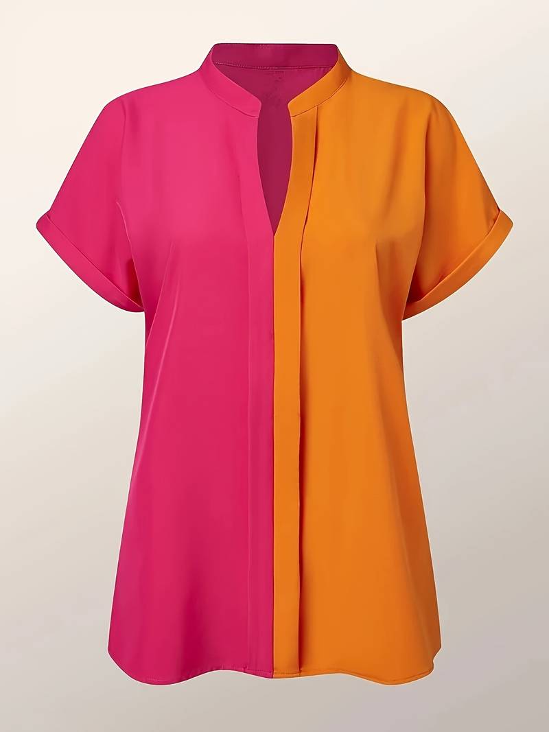 Dames oranje poloshirt - elegante casual top voor dagelijks gebruik - zachte korte mouwen blouse
