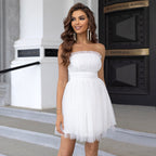 Dames feestjurk elegante strapless tulle design - tijdloze corset stijl voor avondgelegenheden