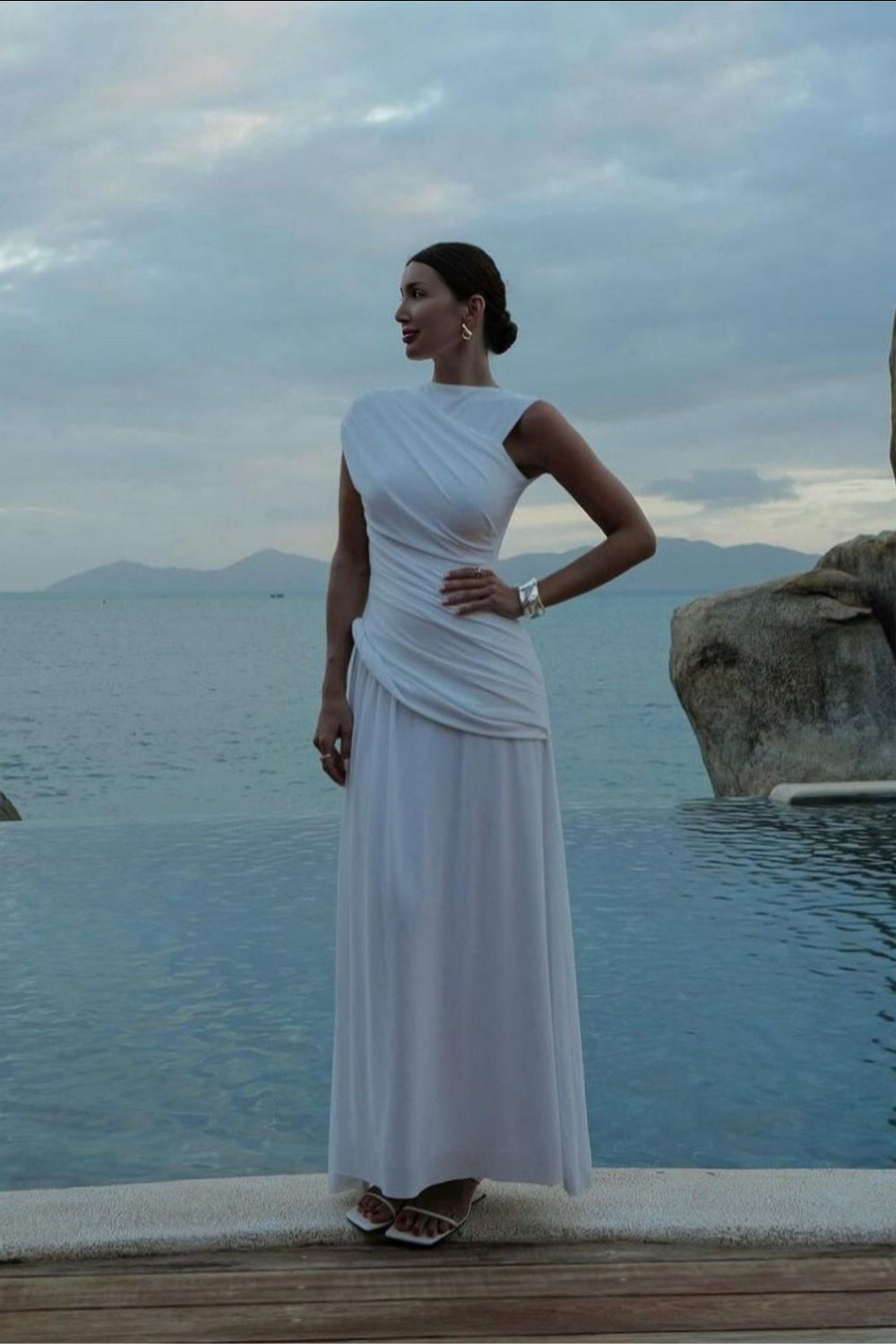 Dames feestjurk - adembenemende drapeer maxi jurk voor elegante avonden