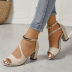 Dames peep toe hakken met verstelbare enkelband - stijlvolle open teen schoenen voor casual en formele gelegenheden