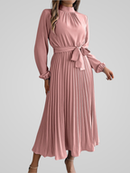 Dames geplooide maxi jurk - stijlvolle lange mouw kleding voor speciale gelegenheden