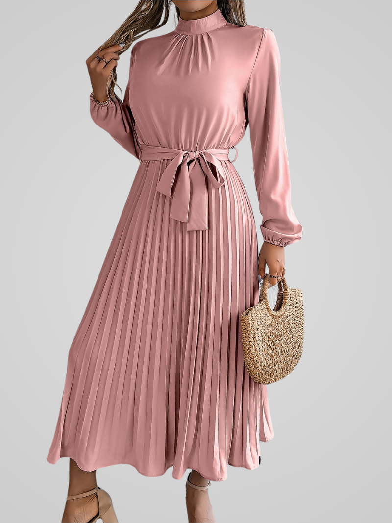 Dames geplooide maxi jurk - stijlvolle lange mouw kleding voor speciale gelegenheden