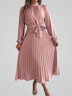 Dames geplooide maxi jurk - stijlvolle lange mouw kleding voor speciale gelegenheden