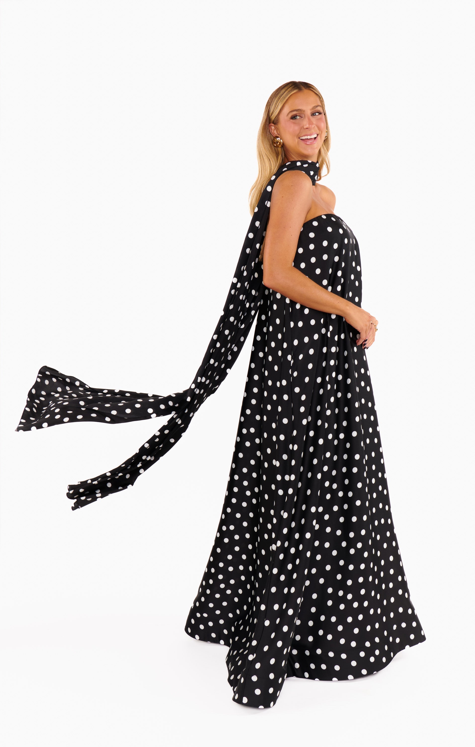 Dames polka dot avondjurk - elegante tube design voor formele evenementen