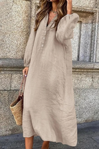 Dames relaxte linnen shirt jurk - elegante casual outfit voor elke dag