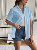 Dames relaxte fit korte mouw blouse - lichtgewicht zomer shirt voor casual dagelijks gebruik