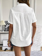 Dames relaxte fit korte mouw blouse - lichtgewicht zomer shirt voor casual dagelijks gebruik