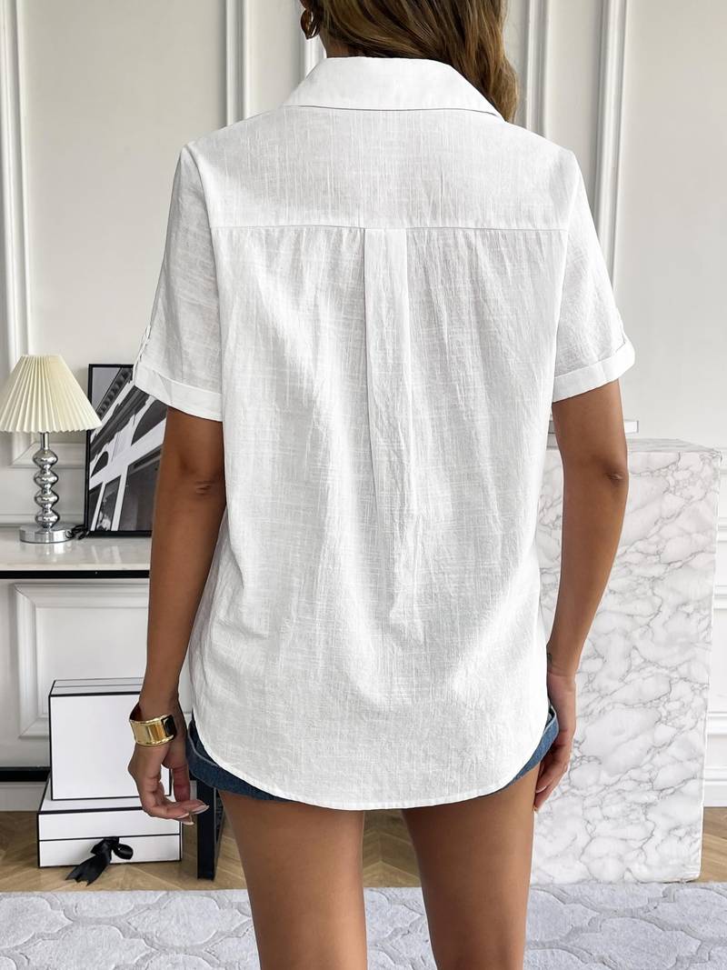 Dames relaxte fit korte mouw blouse - lichtgewicht zomer shirt voor casual dagelijks gebruik