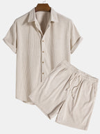Dames geribde short sleeve shirt - relaxte pasvorm casual wear - zachte stof knooptop voor elke dag