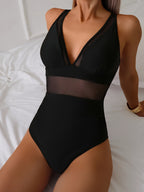 Dames sculpting badpak - elegante zwarte luxe strandmode voor stijlvolle volwassen vrouwen