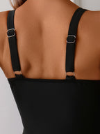 Dames sculpting badpak - elegante zwarte luxe strandmode voor stijlvolle volwassen vrouwen