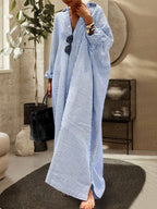 Vrouwen gestreepte maxi jurk casual oversized katoenmix - stijlvolle everyday wear