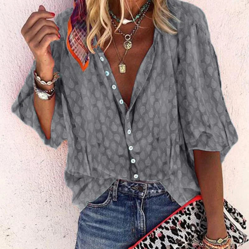 Damesblouses - lichtgewicht en ademend zomerbloesje - elegante knoopsluiting voor casual dagen