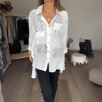 Dames blouse van viscose met knopen - elegante print voor casual kantoorlooks