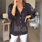 Dames blouse van viscose met knopen - elegante print voor casual kantoorlooks