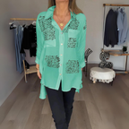 Dames blouse van viscose met knopen - elegante print voor casual kantoorlooks