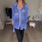 Dames blouse van viscose met knopen - elegante print voor casual kantoorlooks