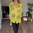 Dames blouse van viscose met knopen - elegante print voor casual kantoorlooks